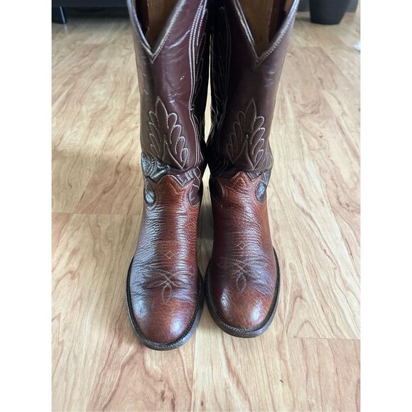 Tony Lama Pointed Toe Western Cowboy Boots Size 5.5 Brown Leather Rodeo - Picture 1 of 6